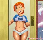 1boy 1girl ben_10 cartoon_network doompypomp green_eyes gwen_tennyson hotpants max_tennyson nipple_bulge nipples orange_hair petite seducing seductive seductive_smile short_hair skimpy skimpy_clothes thick thick_thighs thong tight_clothing under_boob voluptuous wide_hips