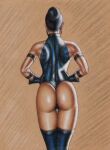 1girl ass back big_ass black_hair bubble_ass cheeks classic dat_ass edithemad firm_ass kitana midway_games mortal_kombat mortal_kombat_3 ninja perfect_ass princess thighs tied_hair tight_clothing voluptuous