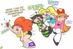 3girls ass black_hair blonde_hair blossom_(ppg) blue_eyes blush bob_cut bubbles_(ppg) buttercup_(ppg) cartoon_network dancing funny green_eyes long_hair multiple_girls powerpuff_girls princess_morbucks princesscallyie red_eyes red_hair shiny shiny_skin short_hair siblings sisters tied_hair twerking twintails white_background