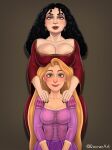 2_girls black_hair blonde_hair boob_hat disney futanari futanari_on_female incest mother_gothel rapunzel rocner tangled yuri