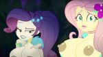 2_girls annon bedroom_eyes big_breasts bimbo bimbofication fluttershy my_little_pony naughty_face rarity you_gonna_get_raped yuri