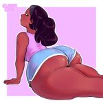  1girl ass big_ass big_breasts black_hair booty_shorts bottom_heavy cuddlecore dark-skinned_female dark_skin fat_ass female_only huge_ass indian_female large_ass looking_at_viewer looking_back milf patreon patreon_url patreon_username priyanka_maheswaran shorts solo_female solo_focus steven_universe stretching text text_bubble thick_ass thick_thighs thighs twitter_link wings yoga yoga_pants 