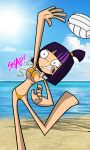 1girl big_breasts bikini breasts disney embarrassing grimphantom grimphantom_(artist) purple_hair randy_cunningham:_9th_grade_ninja solo theresa_fowler wardrobe_malfunction