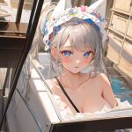  1girl ai_generated bathing big_breasts blushing_at_viewer female female_only nemus_waifu_generator original pooplool solo_female suggestive voluptuous 