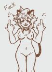  1girl anthro bratty cat double_middle_finger female_only fuck gif me middle_finger nude 