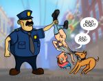 assisted_exposure dog funny game games lucy_(subway_surfers) mobile_game multicolored_hair nipples police policeman subway_surfers wonderelagon