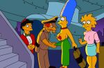 big_breasts dress_pull erect_nipples lisa_simpson marge_simpson the_simpsons