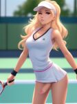 1futa blonde_hair bottomless bottomless_futanari dickgirl flaccid flaccid_penis futa futa_only futanari futanari light-skinned_futanari partially_clothed shemale_human soft_penis tennis tennis_court tennis_outfit tennis_racket tennis_uniform transgender transgender_female transgender_woman young_futanari young_girl