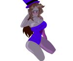  1girl big_breasts blush brown_hair embarrassed embarrassed_female female_only mach_(regretevator) milf purple_dress regretevator roblox roblox_game staring_at_viewer tophat zyperxia_(artist) 