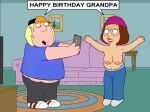 birthday bouncing_breasts brother_and_sister chris_griffin family_guy funny gif grin guido_l jumping meg_griffin topless