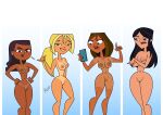  4girls bridgette_(tdi) courtney_(tdi) nude riccardus97 tan_line total_drama_island 