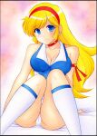  1girl big_breasts blonde_hair breasts cutie_honey female_only hairband honey_kisaragi long_hair looking_at_viewer magical_girl necklace smiling_at_viewer toei_animation underwear 