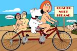  beach bicycle blushing bonnie_swanson brian_griffin chris_griffin dialogue family_guy german_text glenn_quagmire lois_griffin meg_griffin nude_female puffy_pussy uso_(artist) 