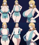 big_breasts blonde_hair embarrassed ghost-malone surprised transformation