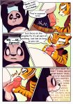 comic english_text facial fellatio furry kung_fu_panda master_tigress oral penis po pose shorts standing sucking text