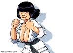 big_breasts blackie_chin blush bouncing_breasts breasts cleavage gif karate_gi miss_dynamite sirkowski smile