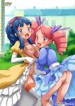 2girls alternate_hairstyle art ass babe bare_legs bbmbbf bent_over big_breasts blue_dress blue_eyes blue_hair blush bottomless breast_grab breast_lick breast_sucking breasts breasts_out breasts_outside building choker cleavage dawn dawn_(pokemon) day dress dress_lift dress_up drill_hair elbow_gloves female field gloves grass hair hair_ribbon highres hikari hikari_(pokemon) large_breasts legs licking long_hair looking_at_viewer moaning multiple_girls naughty_face navel neck nintendo nipples no_panties open_dress open_mouth outside palcomix pink_eyes pink_hair pokemon pokemon_(anime) pokemon_dppt pokepornlive ponytail pussy ribbon rivals shiny shiny_hair shiny_skin stockings thighhighs tongue tongue_out twin_drills urara urara_(pokemon) ursula ursula_(pokemon) white_gloves yellow_dress yuri