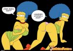 blue_hair croc_(artist) edit hair marge_simpson panties pink_panties spanish_text the_simpsons