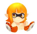 1girl domino_mask inkling long_hair lowres mask mato_spectoru nintendo nipples orange_eyes orange_hair smile solo splatoon tentacle_hair