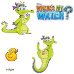 1girl allie alligator ass bedroom_eyes choker cloaca disney duck eyelashes eyeshadow feral green_skin hair_ribbon hairbow leg makeup pussy scalie smile sr_baguett teeth water where's_my_water? white_background