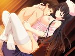  4:3_aspect_ratio ass ass_grab big_breasts black_hair breasts breasts_out cg_art clothed_sex clothing female game_cg girl_on_top gojou_mizuki groping leg_lock leg_wrap long_hair minna_sasagechau! nipples nurse on_top open_clothes open_shirt palette_qualia sawaki_kenta sex shirt stockings tamahiyo vaginal 