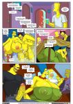 1girl bart_simpson big_breasts homer_simpson huge_breasts marge_simpson milf shower the_simpsons yellow_skin