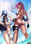  beach big_breasts bikini breasts caitlyn hair league_of_legends piercing pink_hair police shadman smoking vi 