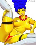 20th_century_fox artfoo_1 breasts marge_simpson mature_female milf necklace nipples panties red_panties red_thong stockings tagme the_simpsons thong topless white_thighhighs