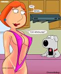  bikini brian_griffin family_guy jaw_drop lois_griffin one-piece_swimsuit sling_bikini tan_line yaroze33_(artist) 