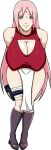 1girl ale-mangekyo big_breasts breasts cleavage female female_only full_body huge_breasts naruto sakura_haruno smile solo tall_image tease