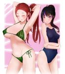 2_girls alluring armpits bangs big_breasts bikini black_and_red_and_purple_hair black_hair blue_hair blush breasts burn_scar competition_swimsuit covered_navel covered_nipples crossed_arms deep_stigma eyeliner facial_scar food_print green_bikini hair_ribbon high_res kunimitsu kunimitsu_(tekken) kunimitsu_ii kunoichi lips long_hair makeup mature mole mole_under_mouth mother_&_daughter multicolored_hair multiple_girls namco navel o-ring o-ring_bikini one-piece_swimsuit parted_bangs perky_breasts ponytail purple_eyes red_hair ribbon scar scar_across_eye side-tie_bikini small_breasts spaghetti_strap standing strap_gap streaked_hair swimsuit tekken tekken_1 tekken_2 tekken_7 tekken_tag_tournament tekken_tag_tournament_2 under_boob watermelon_print whisker_markings