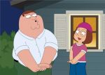  black_eyes brown_hair daughter episode family_guy father father_and_daughter glasses headgear hot4meg house light_skin male meg_griffin multiple_penises night open_mouth pants penis penis_size_difference shirt size_difference t-shirt v_arms window 