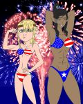 2girls 4th_of_july american_flag_bikini bikini crossover multiple_girls