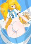  1girl argentina argentina_flag argentina_panties argentina_shirt fatelogic female female_only finale mascot solo_female world_cup 