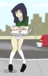  1girl car gspy2901 natalie_veloz panties school_girl school_uniform schoolgirl skirt_lift street western_cartoon wind_lift 