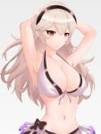  1girl 1girl 1girl :( alluring alternate_costume armpits arms_behind_head arms_up bare_midriff big_breasts big_breasts bikini bikini_skirt cleavage corrin_(fire_emblem) corrin_(fire_emblem)_(female) corrin_(summer)_(fire_emblem)_(female) egatyan1410 female_protagonist fire_emblem fire_emblem_fates fire_emblem_heroes long_hair looking_at_viewer midriff nintendo red_eyes simple_background solo_female swimsuit white_background white_bikini white_swimsuit 