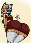 1girl ahsoka_tano alien ass big_ass bubble_butt female female_only huge_ass huge_hips jedi lightsaber looking_back omarsin orange_skin solo star_wars star_wars:_the_clone_wars togruta wide_hips