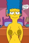 bedroom breasts dark_areolae edit implied_incest inviting inviting_incest large_areolae leaking_milk lisalover marge_simpson milk milking nipples nude smile the_simpsons topless