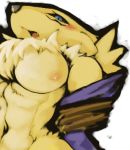  1_anthro 1_female 1_female_anthro 1_girl anthro anthro_canine anthro_fox anthro_vixen arm_warmers blue_eyes bound canine detached_sleeves digimon female female_anthro female_anthro_fox female_renamon fox fur furry koki muscles nipple open_mouth renamon solo standing toei_animation vixen white_fur yellow_fur 