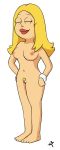 1girl 3t american_dad blonde_hair bracelet breasts closed_eyes edit female female_full_frontal_nudity female_nudity francine_smith hairless_pussy jewelry lipstick long_hair milf nipples nude pussy smile solo 