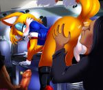 airplane anus genitalia irony miles_"tails"_prower multiple_tails presenting shadman sonic_(series) stewardess tail