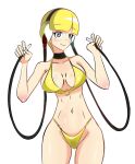 1girl ass big_ass big_breasts bikini blonde_hair breasts elesa hips inkrait_(artist) micro_bikini navel pokemon thick_thighs thighs white_background wide_hips