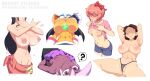 1girl 5girls ? abigail_shapiro animal_ears anthro assisted_exposure bat bat_ears bat_wings big_breasts black_hair black_panties black_underwear bluebreed breasts brown_hair bubble chiropteran clothing dark-skinned_female dark_skin doki_doki_literature_club eyeshadow female_only furry huge_breasts jewelry kipo_and_the_age_of_wonderbeasts kipo_oak long_hair looking_at_viewer looking_down lying mammal membrane_(anatomy) membranous_wings multiple_girls nico_robin nipple_piercing nipples one_piece open_clothes panties patreon patreon_username piercing pink_hair purple_eyes purple_hair rouge_the_bat sayori_(doki_doki_literature_club) scared sega shirt shirt_lift short_hair simple_background sitting small_breasts smile sonic_the_hedgehog_(series) speech_bubble tan_skin teal_eyes underwear white_background white_hair wings