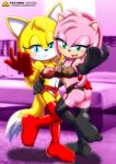  amy_rose asking_for_it bbmbbf lingerie looking_at_viewer mobius_unleashed palcomix seductive_smile sega sonic_(series) zooey_the_fox 