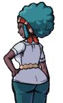 1girl afro aloe_(pokemon) ass belt breasts creatures_(company) dark-skinned_female dark_skin drawfag from_behind game_freak green_hair gym_leader hand_on_hip headband hips humans_of_pokemon lenora_(pokemon) nintendo pokemon pokemon_(anime) pokemon_(game) pokemon_black_2_&_white_2 pokemon_black_and_white pokemon_bw pokemon_bw2 short_sleeves solo wide_hips