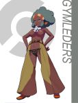  afro aloe_(pokemon) big_breasts breasts chaps creatures_(company) dark-skinned_female dark_skin game_freak green_hair gym_leader highres humans_of_pokemon lenora_(pokemon) makoto_daikichi nintendo panties pokemon pokemon_(anime) pokemon_(game) pokemon_black_2_&amp;_white_2 pokemon_black_and_white pokemon_bw pokemon_bw2 topless underwear 