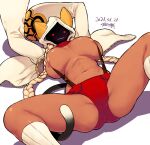 1girl 1girl big_breasts blazblue breast_squeeze brown_skin cat_ears cat_girl kaka_(blazblue) taokaka