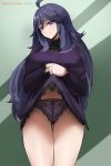 1_girl 1girl clothed dress dress_lift dress_lifted_by_self female female_human female_only hex_maniac hex_maniac_(pokemon) human lace_panties long_hair panties pokemon solo standing underwear