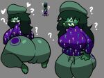 big_ass big_breasts find_the_markers green_hair green_hat green_skin grey_background inverted_face jp20414(artist) oopsie_marker_(find_the_markers) purple_clothes purple_sweater pussy reference_image roblox thick_ass thick_thighs white_eyes