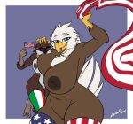 1girl absurd_res accipitrid accipitriform american_flag american_flag_legwear anthro avian bald_eagle beak big_breasts bird blue_eyes breasts brown_body brown_feathers chubby_female closed_eyes clothed clothing curvy_figure digital_media_(artwork) duo eagle feathers female/female female_only flag furry genitals high_res huge_breasts italian_flag italy legwear legwear_only looking_at_viewer lyorenth-the-dragon mature_female mostly_nude nipples nude open_mouth oscine passerine pose pubes pussy sea_eagle simple_background size_difference slightly_chubby smile sparrow_(bird) stars_and_stripes stockings stockings_only thick_thighs tongue united_states_of_america voluptuous white_body white_feathers wide_hips yuri